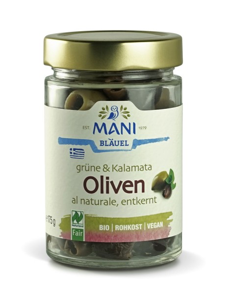 Oliven gemischt entsteint al nat. NATURLAND+FAIR, 175g