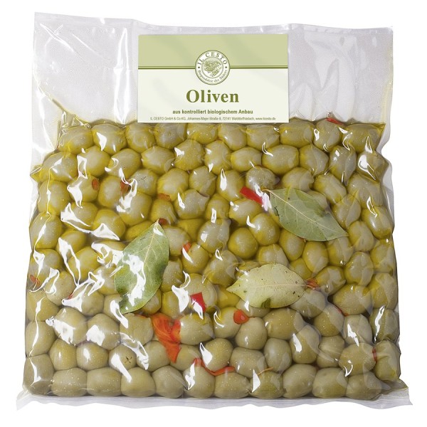 Oliven grün mit Paprikafüllung - Grossgebinde, kg