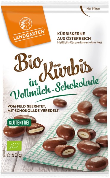 Kürbis in Vollmilch-Schokolade, 50g