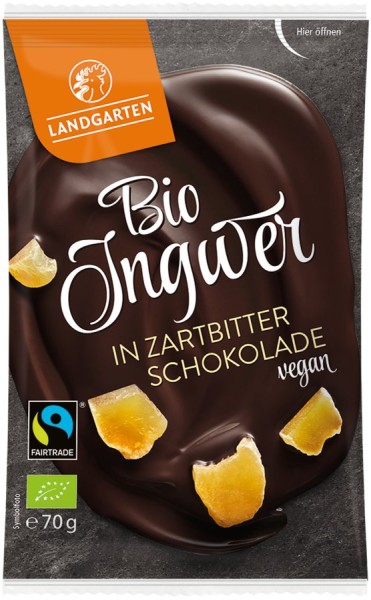 Ingwer in Zartbitter-Schokolade FairTrade, 70g