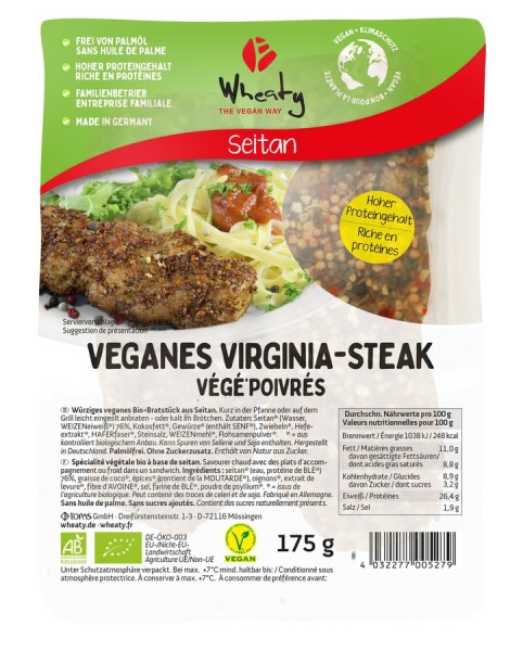 WHEATY Veganbratstück Steak Virginia 2St, 175g