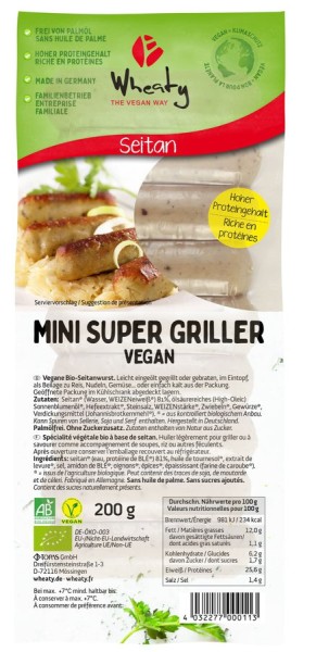 WHEATY Mini Super Griller vegan 9St, 200g