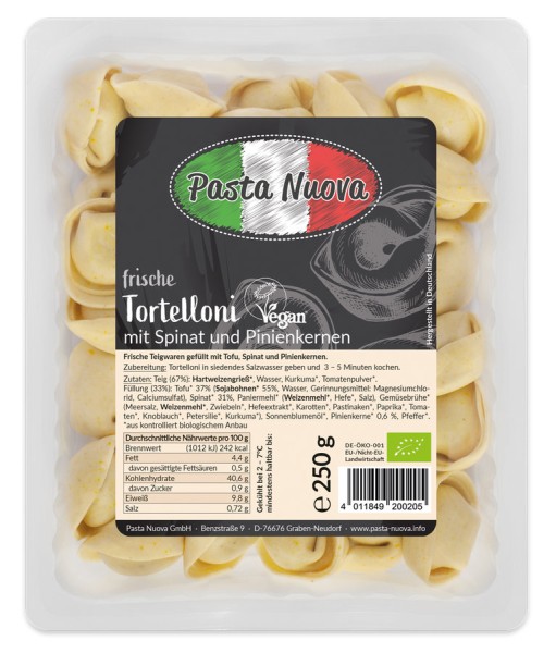 Tortelloni Spinat-Pinienkerne vegan, 250g