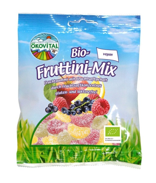 Fruttini-Mix Fruchtgummi sauer glutenfrei vegan, 100g