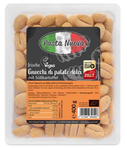 Gnocchi di patate dolci mit Süßkartoffeln vegan, 400g