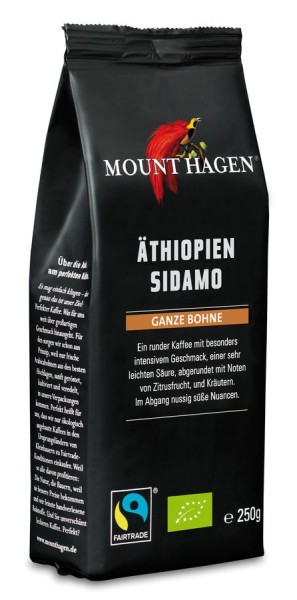 Äthiopien Sidamo Kaffee ganze Bohne FairTrade, 250g