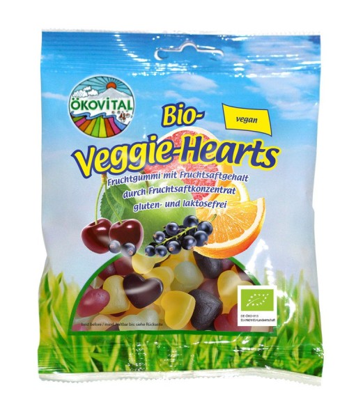 Veggie-Hearts Fruchtgummi glutenfrei vegan, 100g
