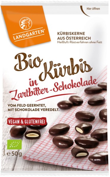 Kürbis in Zartbitter-Schokolade, 50g
