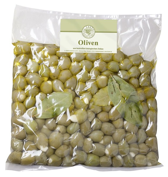 Oliven grün mit Knoblauchfüllung - Grossgebinde, kg