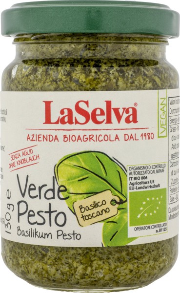Pesto verde - Basilikumpesto ohne Knoblauch, 130g