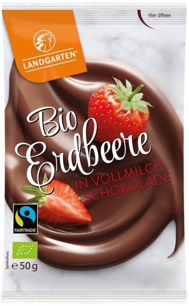 Erdbeere in Vollmilch-Schokolade FairTrade, 50g
