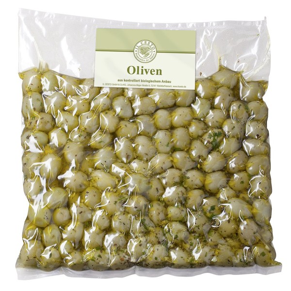 Oliven grün mariniert - Grossgebinde, kg