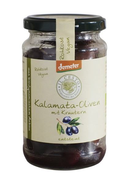 Oliven Kalamata entsteint mit Kräuter DEMETER, 170g