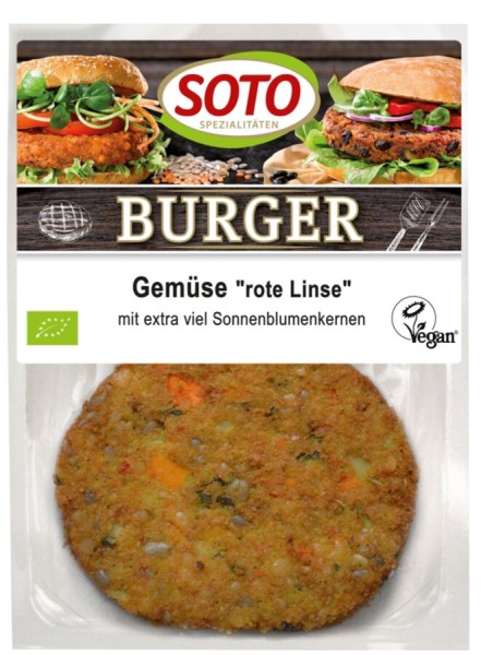Burger Gemüse-Rote Linse vegan 2St, 160g