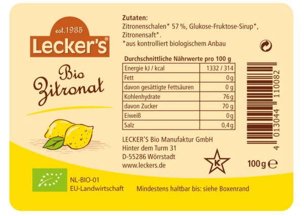 Zitronat gewürfelt - Becher, 100g