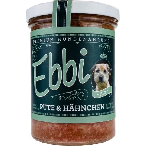 Ebbi Premium Hundefutter im Glas - Pute & Hähnchen, 400g