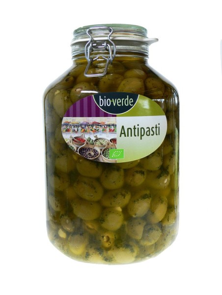 Oliven grün mit Mandeln in Öl - Grossgebinde, 4,75kg