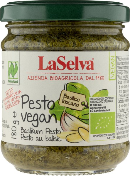 Pesto vegan - Basilikumpesto mit Knobl. ohne Käse, 180g