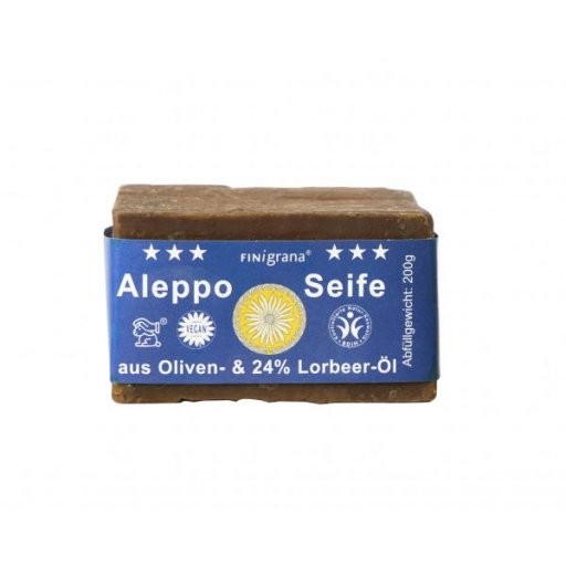 Aleppo Seife Olivenöl& 24% Lorbeeröl - handgeschn., 200g