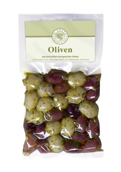 Oliven Mix schwarz & grün mariniert, 170g
