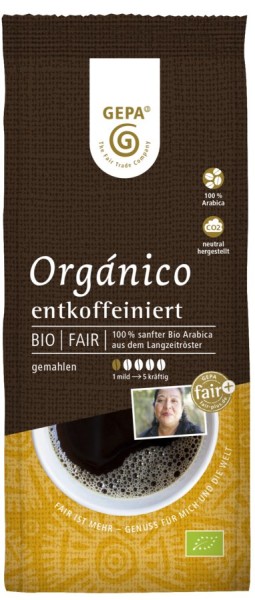 Café Orgánico FairTrade gemahlen entkoffeiniert, 250g
