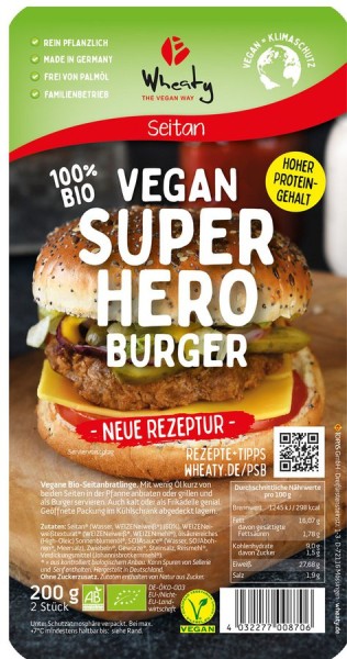 WHEATY Superhero Burger vegan 2St, 200g