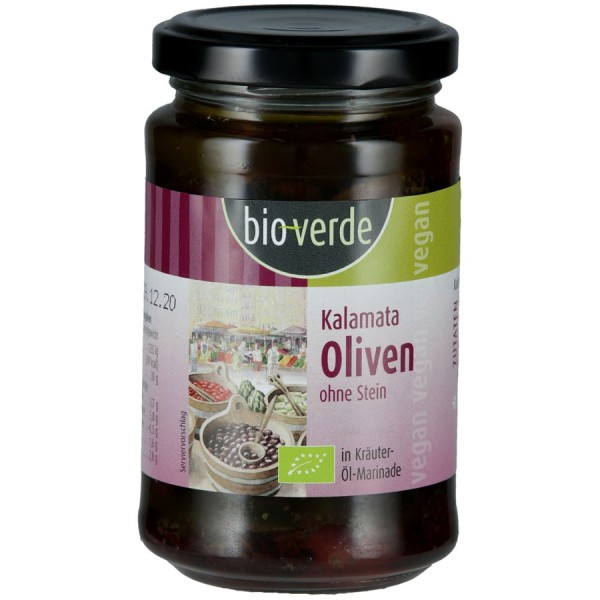 Oliven Kalamata entsteint & gekräutert, 200g