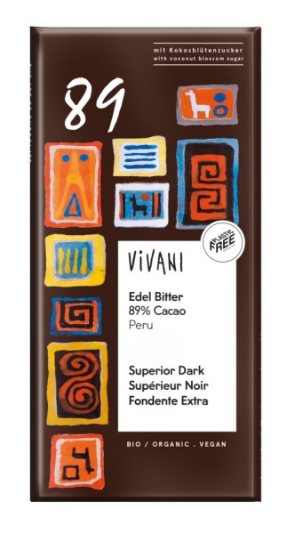 Tafel Edel Bitter Schokolade 89% Peru, 80g