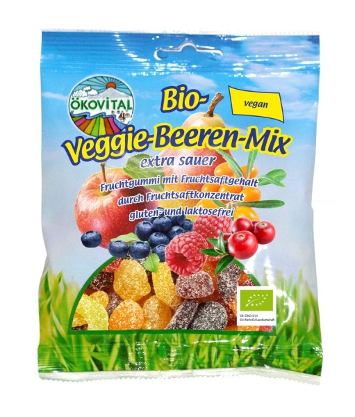 Veggie-Beeren-Mix Fruchtgummi sauer glutenf. vegan, 100g